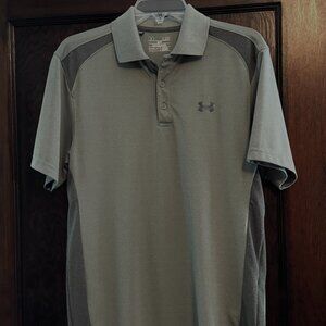 Under Armour Men's Polo shirt in two tone gray, size small loose fit heat gear